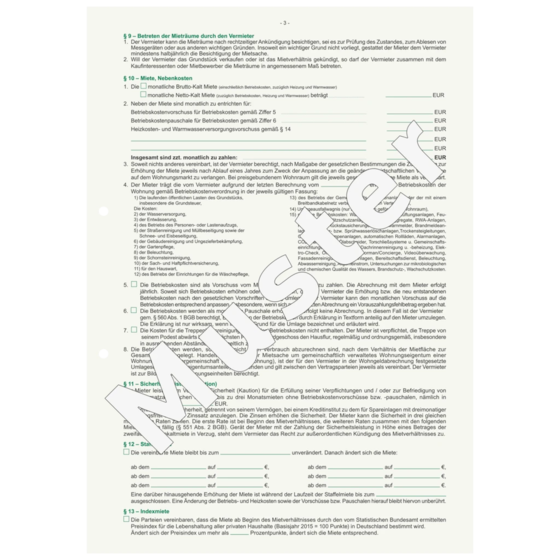 Formular „Mietvertrag für Wohnungen“ | A4