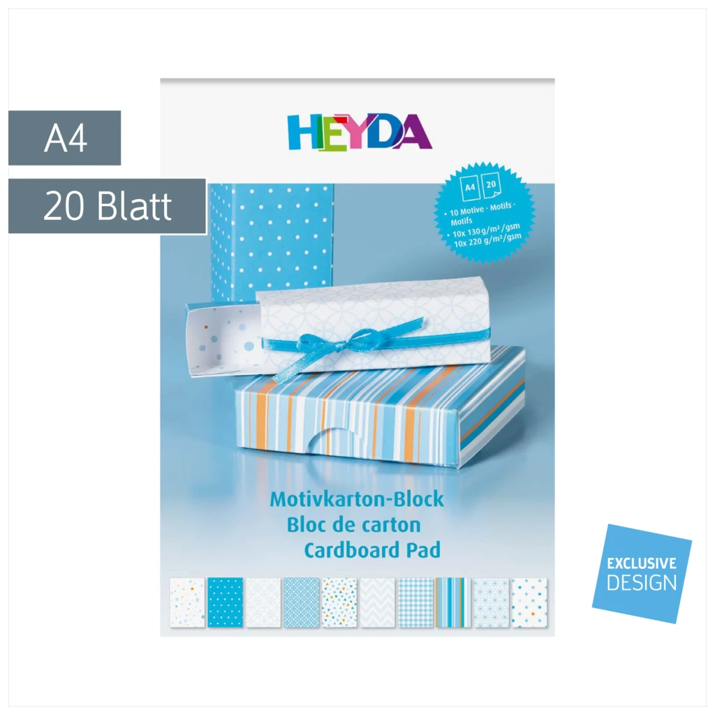 Motivkarton-Block | A4, 20 Blatt, blau