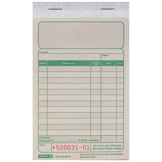 Kassenblöcke | 100×150 mm, 100 Blatt, 10 Stück