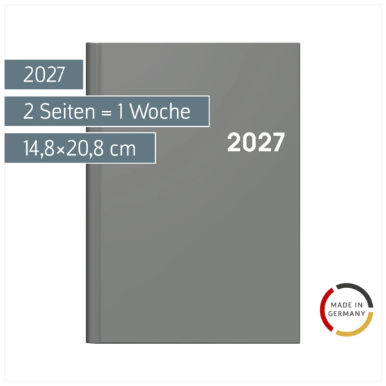 Buchkalender Colour Line Mod. 796 2027 | A5, Kunststoff, grau