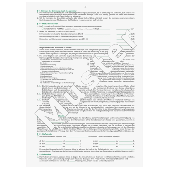 Formular „Mietvertrag für Wohnungen“ | A4