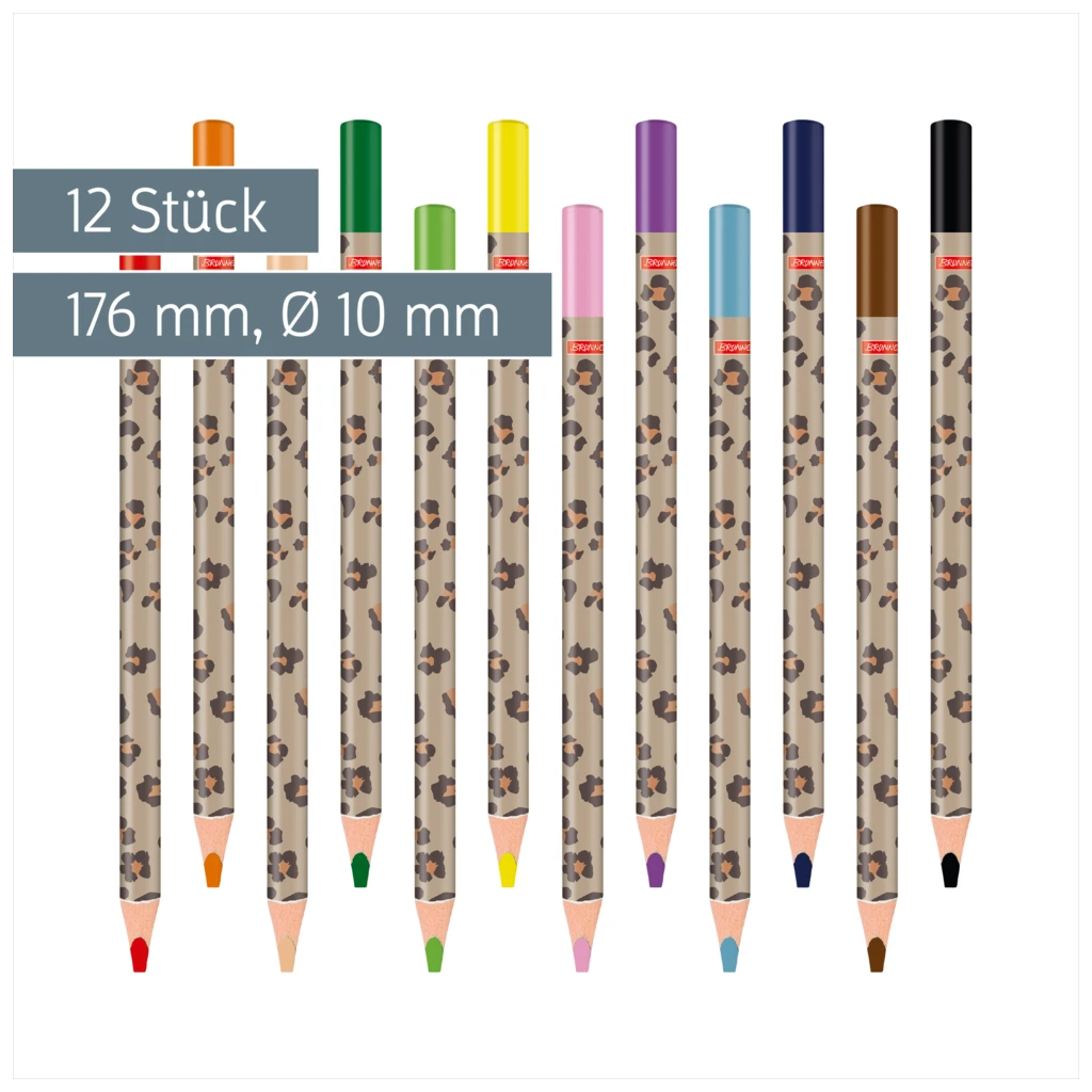 Dicke Buntstifte-Set Safari World | Dreikantform, mehrfarbig, 12 Stück