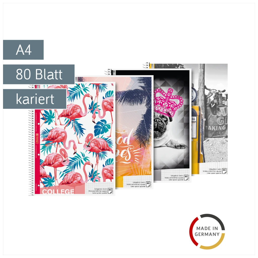 Collegeblock Trend | A4, Lineatur 28, 80 Blatt, sortiert