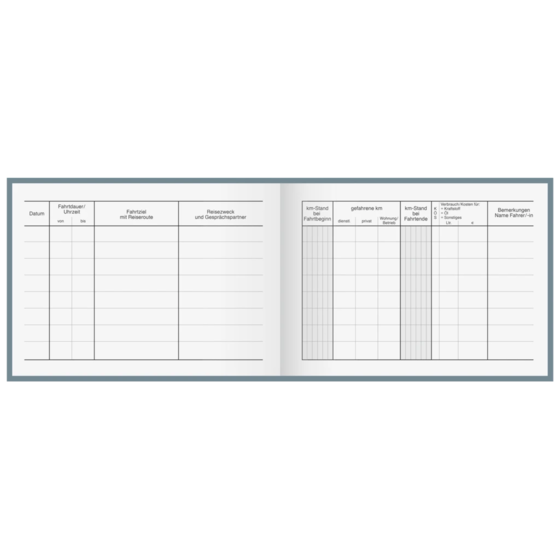 Fahrtenbuch „für Kraftfahrzeuge“ | A6 quer, 80 Seiten, Papier