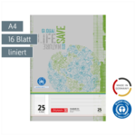 Schulheft Recycling | A4, Lineatur 25, 16 Blatt, grün/grau