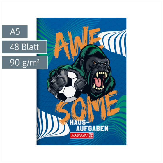 Hausaufgabenheft Sporty Animals | A5, 48 Blatt, blau/mehrfarbig