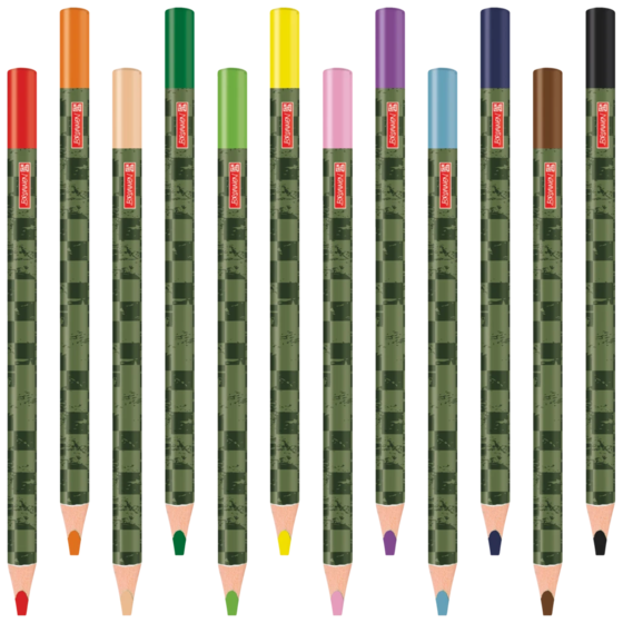 Dicke-Buntstifte-Set Fast Wheels | Dreikantform, grün/mehrfarbig, 12 Stück
