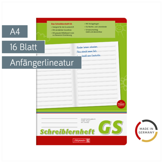 Schreiblernheft | A4, Lineatur GS, 16 Blatt, grün