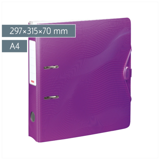 Ordner „WAVE“ Colour Code | A4, 70 mm, Hebelmechanik mit gummiertem Griff, purple