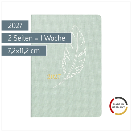Taschenkalender Design Line Mod. partner/Industrie I 2027 „Feather“ | A7, Textil