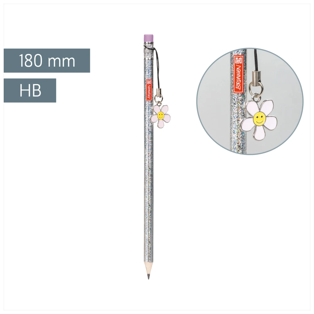 Bleistift Happy Hippie | HB, rund, silber irisierend