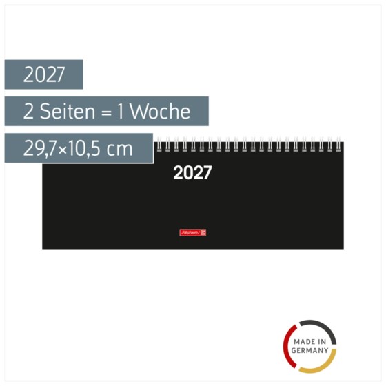 Querterminbuch Colour Line Mod. 772 2027 | 29,7×10,5 cm, Karton, schwarz
