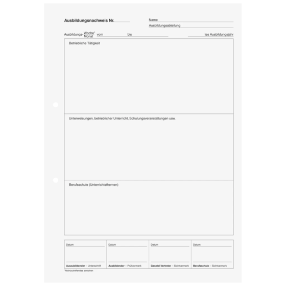 Ausbildungsnachweisblock | A4, 28 Blatt, grün