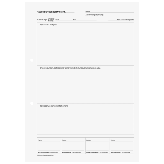 Ausbildungsnachweisblock | A4, 28 Blatt, grün