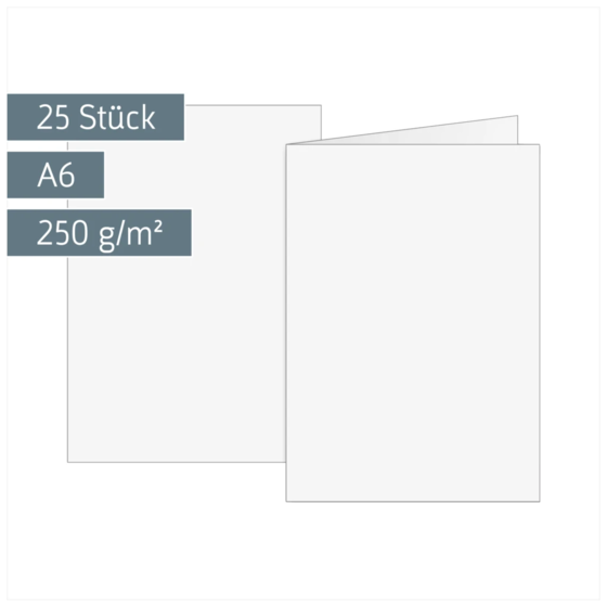 Brief- und Bastelkarten | A6, 105×148 mm, 250 g/m², weiß, 25 Stück