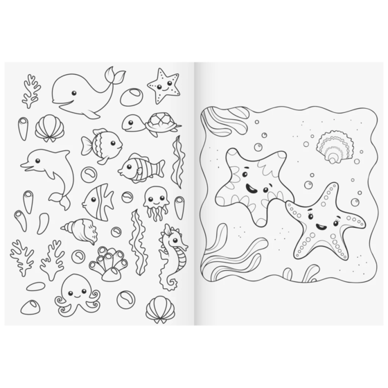 Ausmalheft Sunny Ocean | 32 Blatt, mehrfarbig, pastell