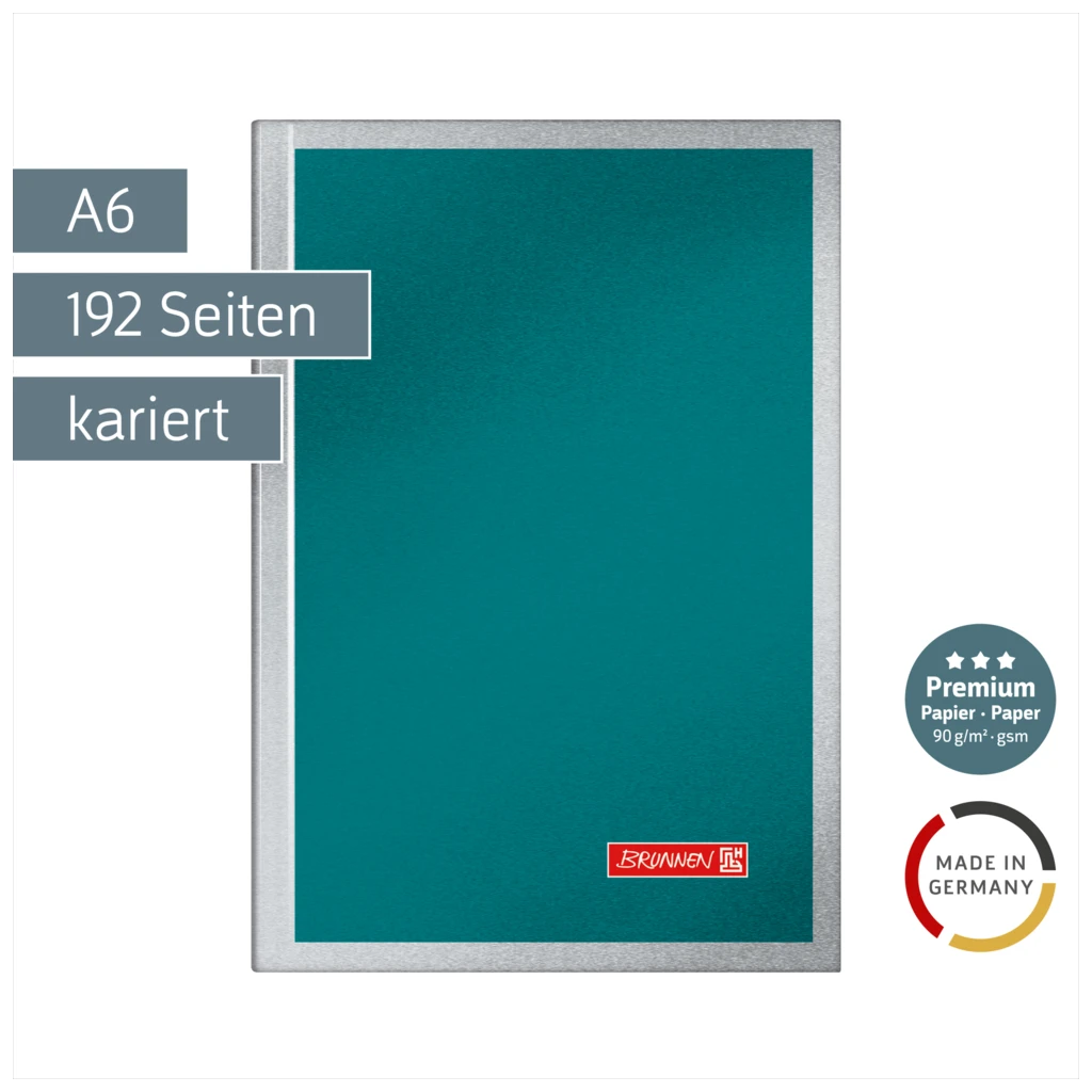 Notizbuch Premium Metallic | A6, kariert, petrol