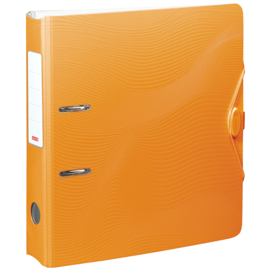 Ordner „WAVE“ | A4, 70 mm, Hebelmechanik mit gummiertem Griff, orange