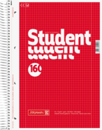 Collegeblock Student A4 kariert, mit Randlinie innen und außen, Lin. 28 Deckblatt: rot