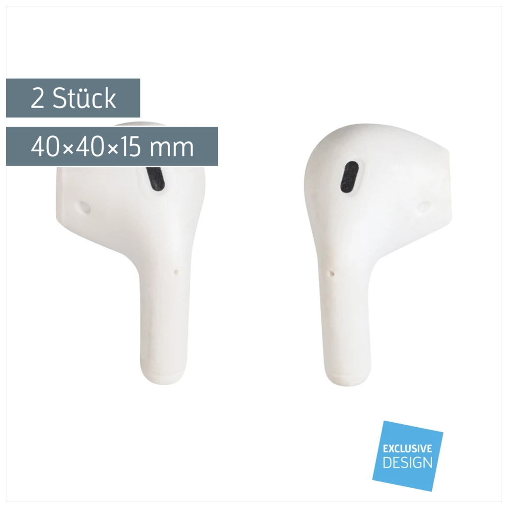 Radiergummi-Set „In-Ear-Pod“ 3D | weiß, 2 Stück