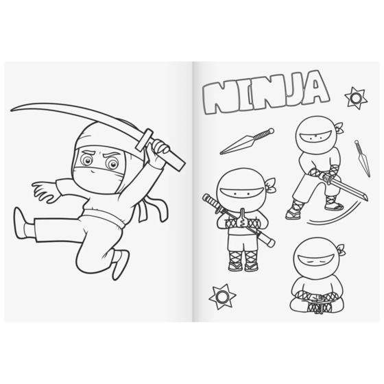 Ausmalheft Ninja Power | 32 Blatt, petrol/schwarz