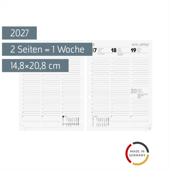 Wochen-Ersatzkalendarium Mod. 796 2027 | 14,8×20,8 cm