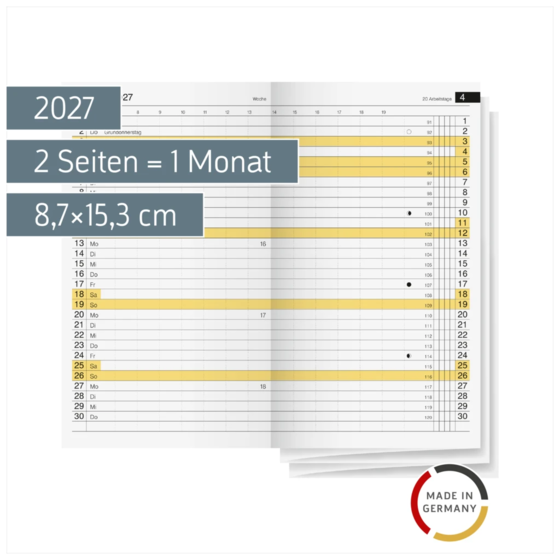 Monats-Ersatzkalendarium Mod. Miniplaner d 15 2027 | 8,7×15,3 cm