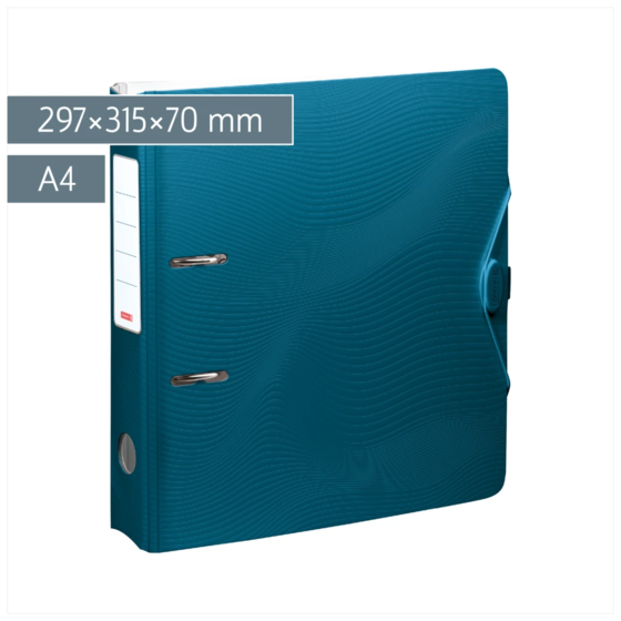 Ordner „WAVE“ Colour Code | A4, 70 mm, Hebelmechanik mit gummiertem Griff, denim