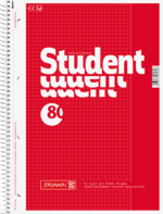 Collegeblock Student A4 kariert, mit Rand, Lin. 26 Deckblatt: rot