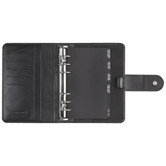 Ringbuch Zeitplansystem Timing 2 | 9,3×17,2 cm, Leder, schwarz