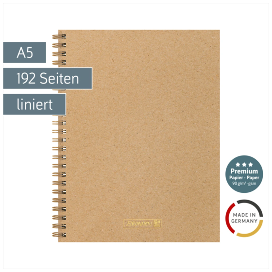 Notizbuch Premium Wire | A5, liniert, caramel