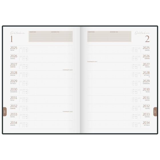 10-Jahres-Kalender Premium 2025-2034 „10 Years of Moments“ | A4, Kunstleder