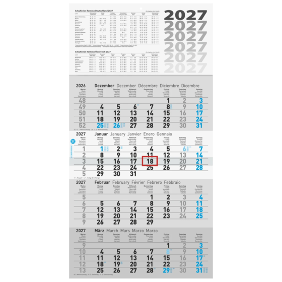 4-Monatskalender 2027 „UWS“ | 30×55,5 cm
