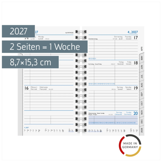 Wochen-Ersatzkalendarium Mod. 756 2027 | 8,7×15,3 cm, Karton, weiß