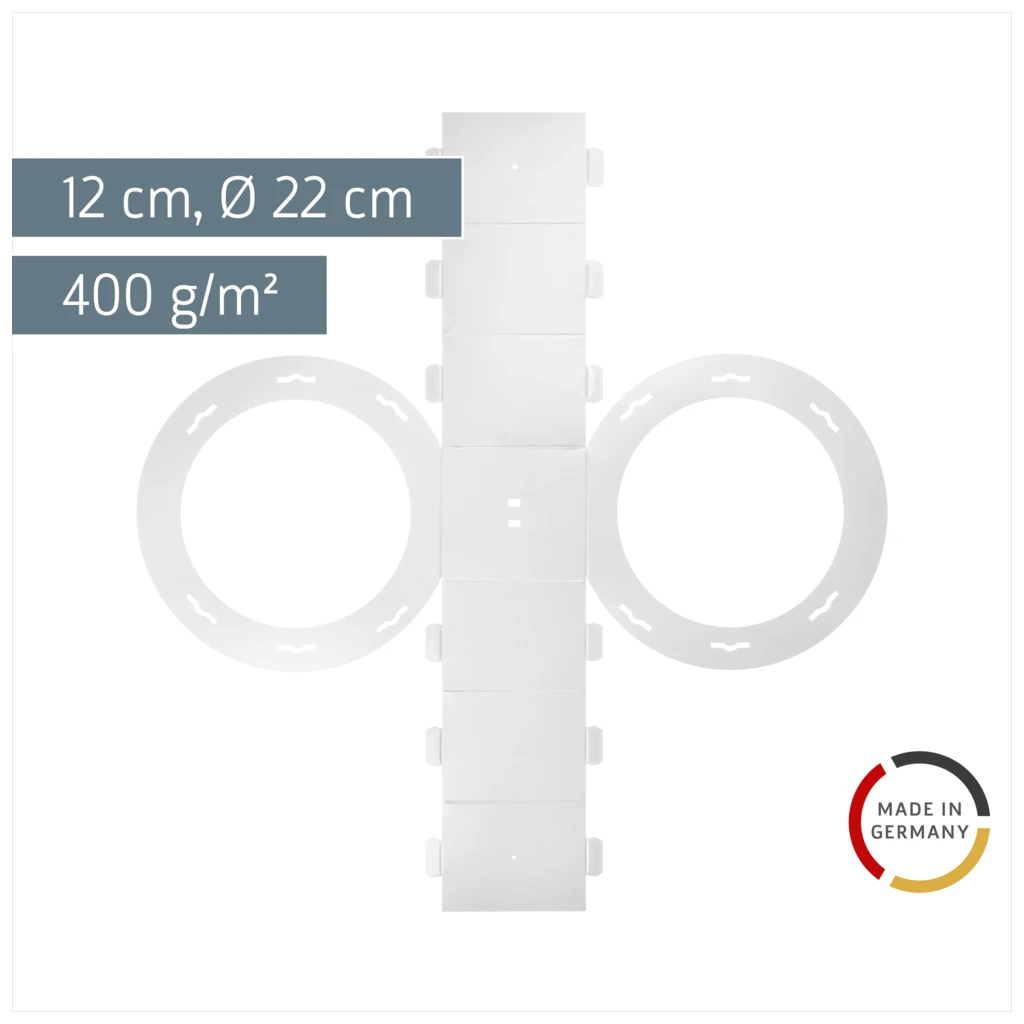 Rundlaternen-Zuschnitt | Ø 22 cm 12 cm, 400 g/m², weiß