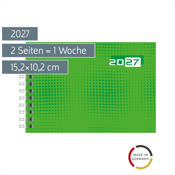 Taschenkalender Colour Line Mod. Septimus 2027 | A6 quer, Papier, grün