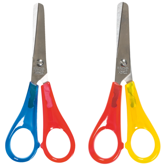 Kinderschere Linkshänder | abgerundet, 130 mm, sortiert, rot/gelb, rot/blau