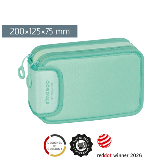 Federmäppchen s'maepp Colour Code | 3 Reißverschlüsse, mint