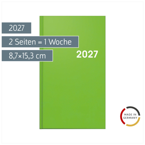 Taschenkalender Colour Line Mod. 756 2027 | A6, Kunststoff, hellgrün