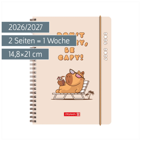 Schülerkalender 2026/2027 „Capy“ | A5, Kunststoff