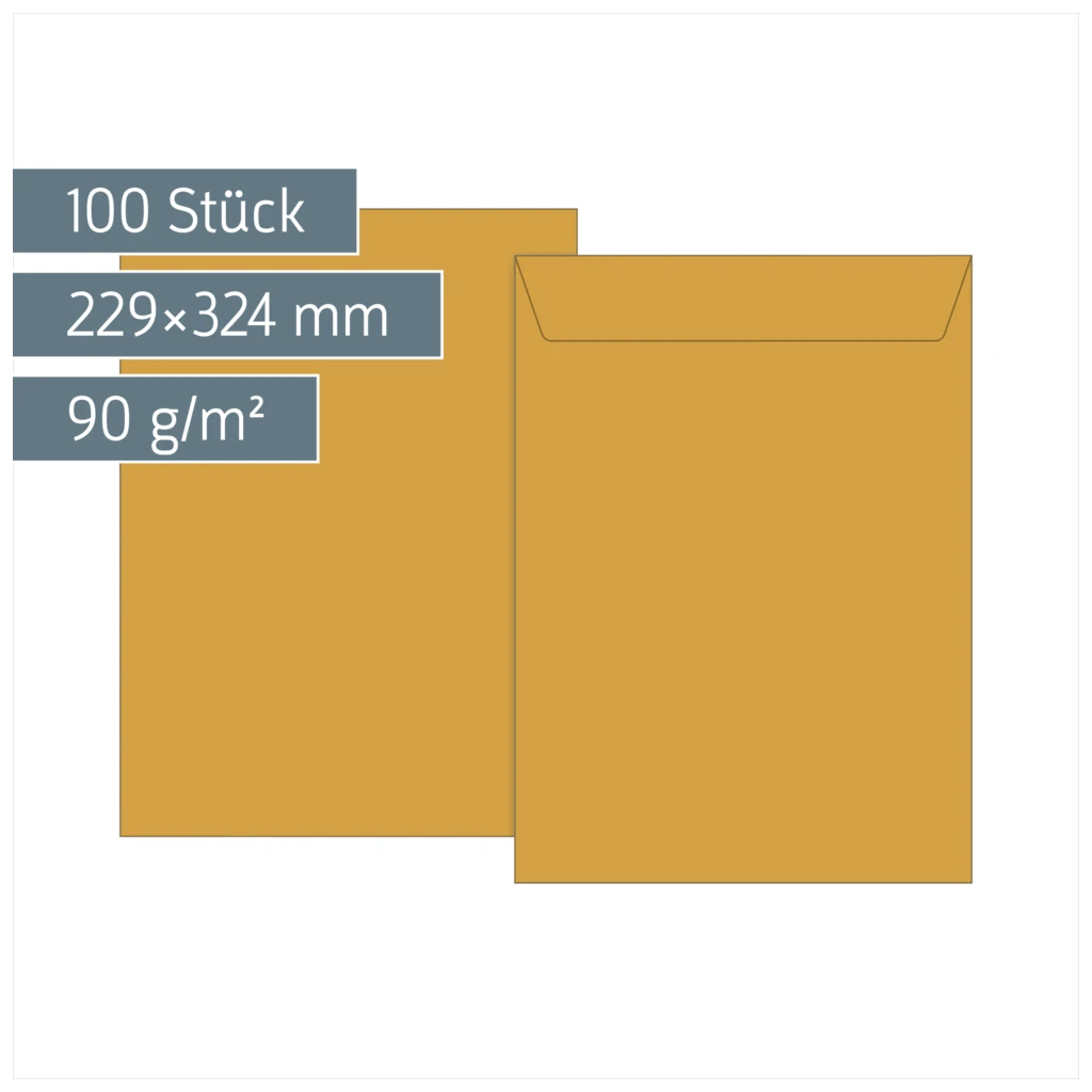 Versandtaschen | 229×324 mm, C4, 90 g/m², braun, 100 Stück