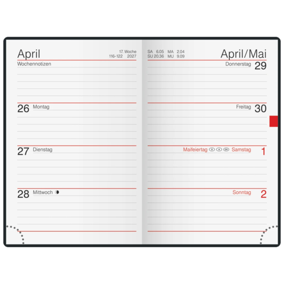 Taschenkalender Design Line Mod. partner/Industrie I 2027 „Black“ | A7, Textil