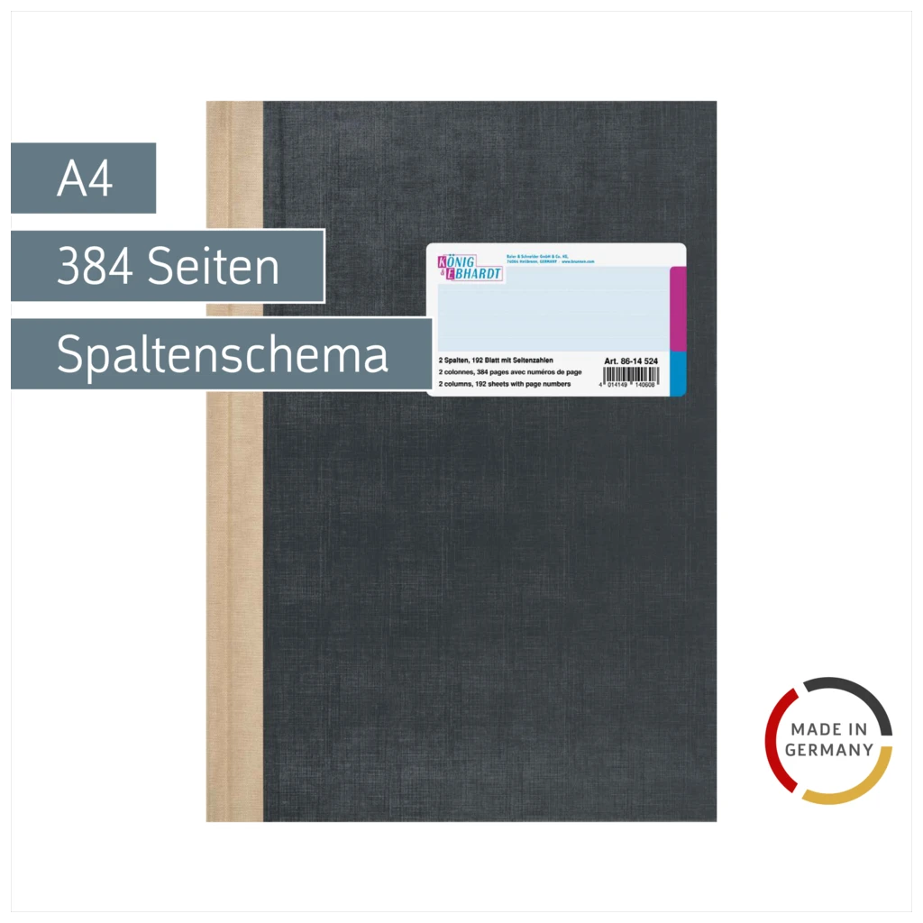 Spaltenbuch | A4, 384 Seiten, mit Seitenzahlen, 2 Spalten, Kunststoff, grau