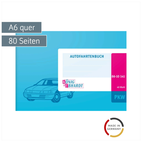 Fahrtenbuch | A6 quer, 80 Seiten, Karton, magenta/hellblau