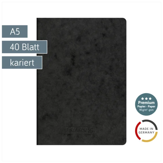 Heft Premium FACT!plus | A5, kariert, 40 Blatt, schwarz