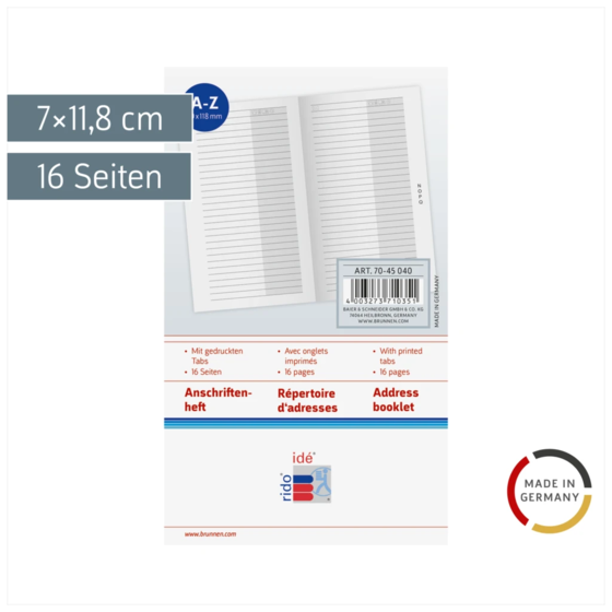Anschriftenheft | 7×11,8 cm, Karton, weiß