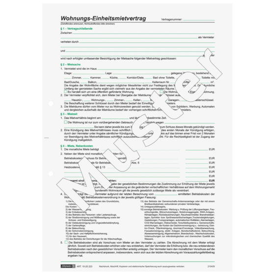 Formular „Wohnungs-Einheitsmietvertrag“ | A4