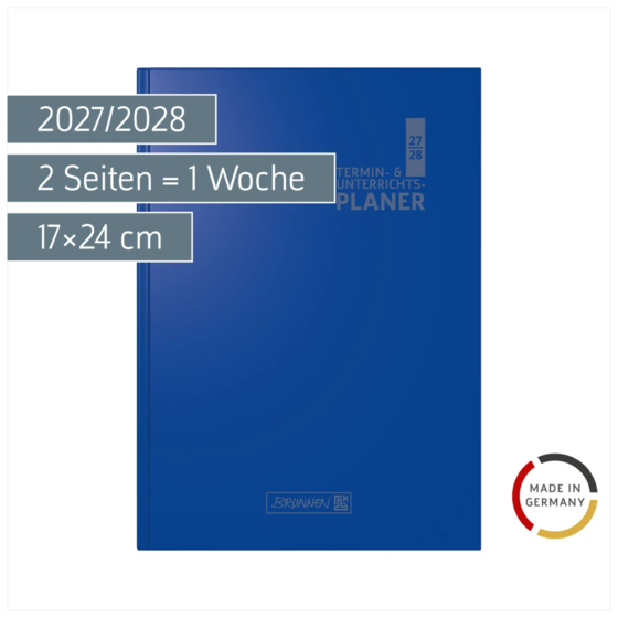Lehrerkalender 2027/2028 Termin- & Unterrichtsplaner | A5, Kunststoff, blau