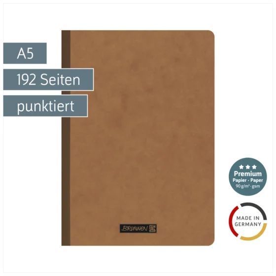 Notizbuch Premium FACT!plus Kladde | A5, punktiert, braun