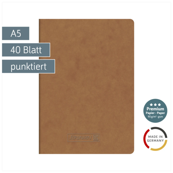Heft Premium FACT!plus | A5, punktiert, 40 Blatt, braun